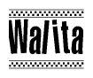 The image contains the text Walita in a bold, stylized font, with a checkered flag pattern bordering the top and bottom of the text.