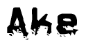 The image contains the word Ake in a stylized font with a static looking effect at the bottom of the words