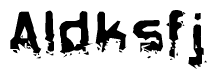 The image contains the word Aldksfj in a stylized font with a static looking effect at the bottom of the words