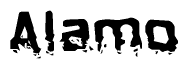 The image contains the word Alamo in a stylized font with a static looking effect at the bottom of the words