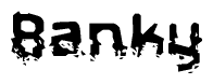 The image contains the word Banky in a stylized font with a static looking effect at the bottom of the words