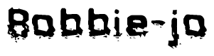 This nametag says Bobbie-jo, and has a static looking effect at the bottom of the words. The words are in a stylized font.