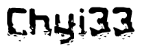 This nametag says Chyi33, and has a static looking effect at the bottom of the words. The words are in a stylized font.