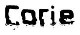 The image contains the word Corie in a stylized font with a static looking effect at the bottom of the words