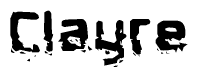 The image contains the word Clayre in a stylized font with a static looking effect at the bottom of the words