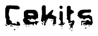The image contains the word Cekits in a stylized font with a static looking effect at the bottom of the words