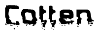 The image contains the word Cotten in a stylized font with a static looking effect at the bottom of the words