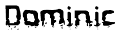 The image contains the word Dominic in a stylized font with a static looking effect at the bottom of the words