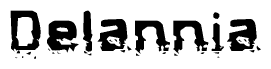 The image contains the word Delannia in a stylized font with a static looking effect at the bottom of the words