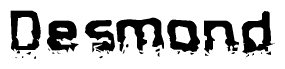 The image contains the word Desmond in a stylized font with a static looking effect at the bottom of the words