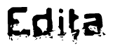 The image contains the word Edita in a stylized font with a static looking effect at the bottom of the words