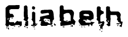 The image contains the word Eliabeth in a stylized font with a static looking effect at the bottom of the words