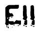 This nametag says Ell, and has a static looking effect at the bottom of the words. The words are in a stylized font.