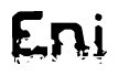 The image contains the word Eni in a stylized font with a static looking effect at the bottom of the words