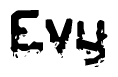 The image contains the word Evy in a stylized font with a static looking effect at the bottom of the words