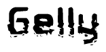 The image contains the word Gelly in a stylized font with a static looking effect at the bottom of the words