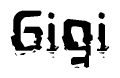 The image contains the word Gigi in a stylized font with a static looking effect at the bottom of the words