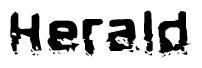 The image contains the word Herald in a stylized font with a static looking effect at the bottom of the words