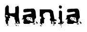 The image contains the word Hania in a stylized font with a static looking effect at the bottom of the words