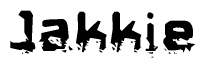 The image contains the word Jakkie in a stylized font with a static looking effect at the bottom of the words