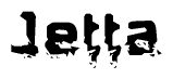   The image contains the word Jetta in a stylized font with a static looking effect at the bottom of the words 