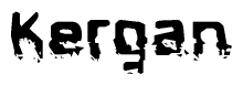This nametag says Kergan, and has a static looking effect at the bottom of the words. The words are in a stylized font.