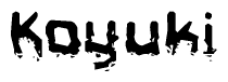 The image contains the word Koyuki in a stylized font with a static looking effect at the bottom of the words