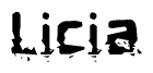 The image contains the word Licia in a stylized font with a static looking effect at the bottom of the words