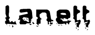 The image contains the word Lanett in a stylized font with a static looking effect at the bottom of the words