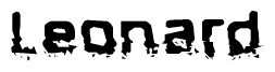 The image contains the word Leonard in a stylized font with a static looking effect at the bottom of the words