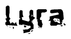 The image contains the word Lyra in a stylized font with a static looking effect at the bottom of the words