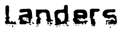 The image contains the word Landers in a stylized font with a static looking effect at the bottom of the words