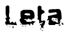 The image contains the word Leta in a stylized font with a static looking effect at the bottom of the words