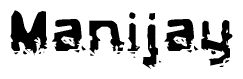 The image contains the word Manijay in a stylized font with a static looking effect at the bottom of the words