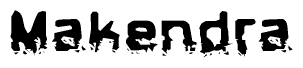 The image contains the word Makendra in a stylized font with a static looking effect at the bottom of the words