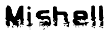 The image contains the word Mishell in a stylized font with a static looking effect at the bottom of the words