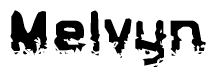  The image contains the word Melvyn in a stylized font with a static looking effect at the bottom of the words 