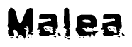 The image contains the word Malea in a stylized font with a static looking effect at the bottom of the words