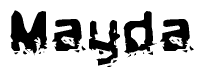 The image contains the word Mayda in a stylized font with a static looking effect at the bottom of the words