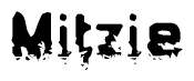 The image contains the word Mitzie in a stylized font with a static looking effect at the bottom of the words