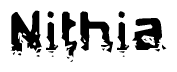The image contains the word Nithia in a stylized font with a static looking effect at the bottom of the words