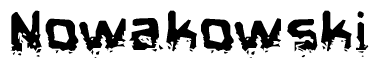 The image contains the word Nowakowski in a stylized font with a static looking effect at the bottom of the words