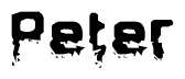 The image contains the word Peter in a stylized font with a static looking effect at the bottom of the words
