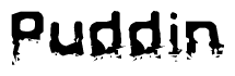 The image contains the word Puddin in a stylized font with a static looking effect at the bottom of the words