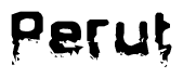 The image contains the word Perut in a stylized font with a static looking effect at the bottom of the words