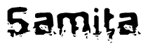 The image contains the word Samita in a stylized font with a static looking effect at the bottom of the words