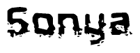 The image contains the word Sonya in a stylized font with a static looking effect at the bottom of the words