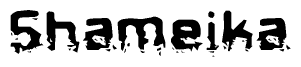 The image contains the word Shameika in a stylized font with a static looking effect at the bottom of the words