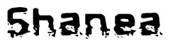 The image contains the word Shanea in a stylized font with a static looking effect at the bottom of the words