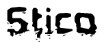 The image contains the word Stico in a stylized font with a static looking effect at the bottom of the words